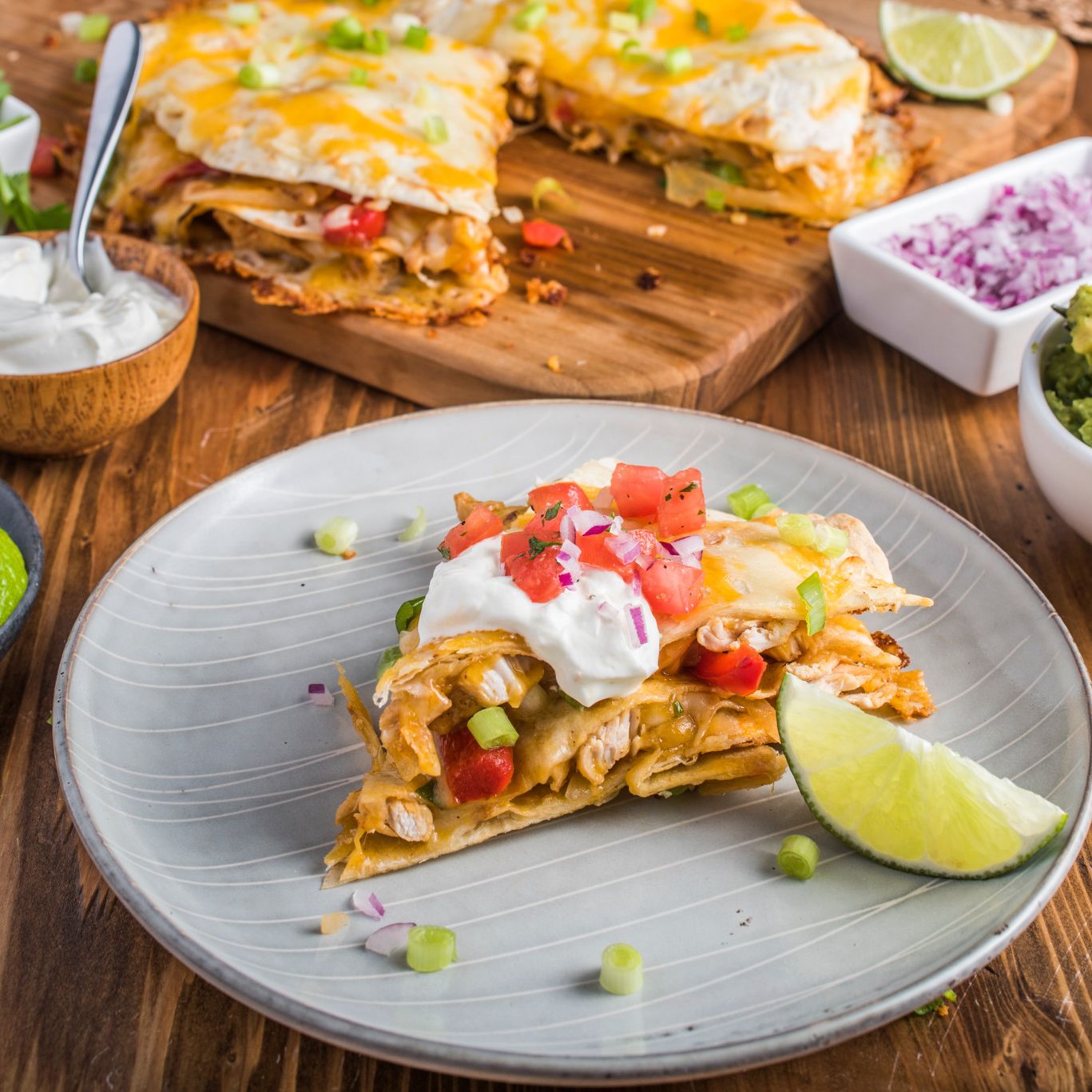 Double Stacked Chipotle Chicken Quesadilla HelloFlavour.ca